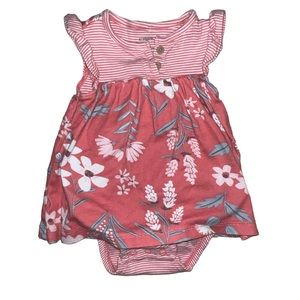 CARTERS | ONE PIECE FLORAL RUFFLE BUTTON ONSIE DRESS 3 M